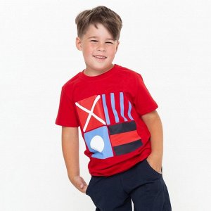 Комплект для мальчика (футболка, брюки), цвет красный/тёмно-синий МИКС, рост 104-110 см