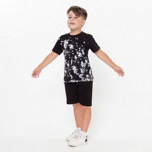 Комплект для мальчика (футболка, шорты), цвет чёрный МИКС, рост