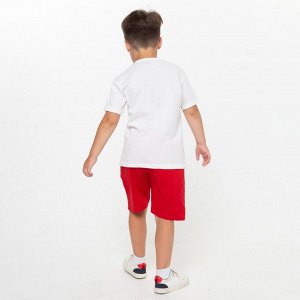 СИМА-ЛЕНД Комплект для мальчика (футболка, шорты), цвет белый/красный МИКС, рост