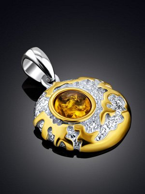 Изысканная круглая подвеска из золотистого янтаря «Донателла»