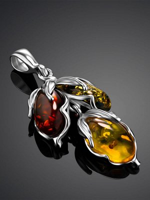 Эффектный кулон «Прованс» из натурального янтаря разных оттенков