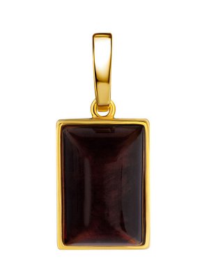 amberholl Прямоугольный кулон с натуральным вишнёвым янтарём «Спарта»