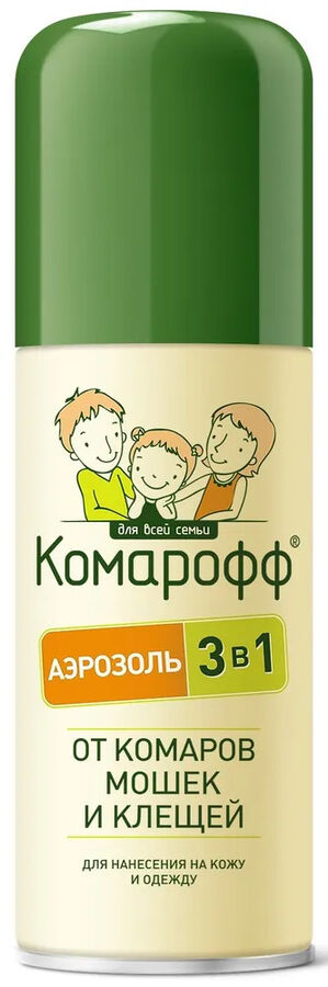 КОМАРОФФ Аэрозоль от комаров, клещей и мошек 3 в 1 /100