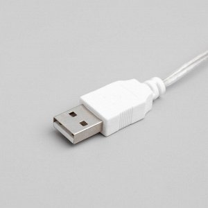 Гирлянда «Нить» 3 м с насадками «Снежинки малые», IP20, прозрачная нить, 20 LED, свечение мульти (RG/RB), мигание, USB, УЦЕНКА