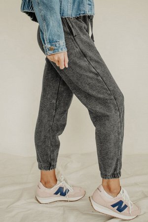 Серые зауженные брюки из трикотажа с эфектом стирки