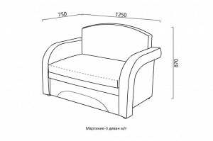 Малогабаритный диван Мартиник-3 (поролон) + 2 ПОДУШКИ ПОРОЛОН