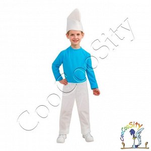 костюм Смурф, детский  рост 110-120 см (комбинезон и шапка)