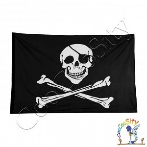 Флаг Пиратский, череп костями, 150х90 см