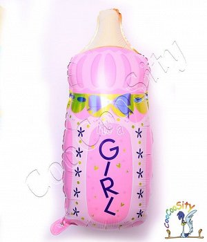 Шар Фигура, Бутылочка для девочки, розовый 1 шт. (32''/81 см)