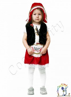 костюм Красная Шапочка, детский рост 104-120 см 3-6 лет (шапка, жилет, юбка)