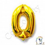 Шар фольгированный фигура, Цифра 0, золото, 1 шт. (32&#039;&#039;/73х55 см)
