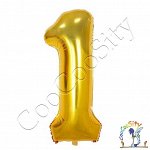 Шар фольгированный фигура, Цифра 1, золото, 1 шт. (40&#039;&#039;/93х40 см)
