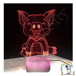 Светодиодный 3D светильник Свинка (2278)