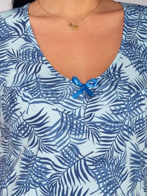 Ночная сорочка женская кулирка "Полянка" перо голубой