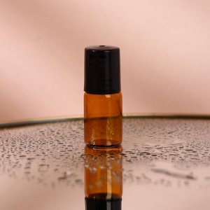Флакон стеклянный для парфюма, с металлическим роликом, 3 мл, цвет коричневый/чёрный