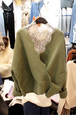 Женский джемпер, имитация блузки и накидки, цвет зеленый/белый