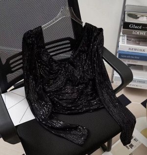 Женская блуза с пайетками, цвет черный