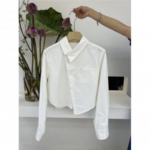Женская укороченная рубашка с длинными рукавами, цвет белый