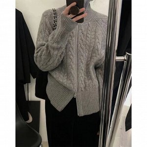 Женский свитер замком, цвет серый