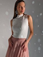 Топ из хлопка и вискозы с мягким люрексом