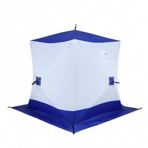 Палатка зимняя куб СЛЕДОПЫТ, 1,8 х1,8 м, Oxford 210D PU 1000, 3-местная, цвет бело-синий