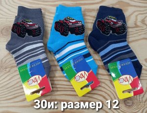 Носки детские махровые для мальчика с принтом Вездеход цвета Микс без выбора