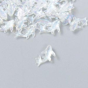 Декор для творчества пластик "Рыбка с блеском" набор 60 шт полупрзрачный 0,73х1,35 см