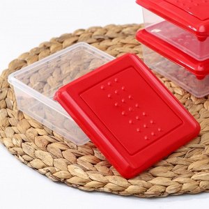 Набор пищевых контейнеров «Asti», 3 шт, 500 мл, квадратный, цвет красный