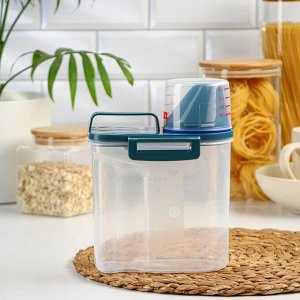 Контейнер для хранения сыпучих продуктов с дозатором, 1 кг, 17?10,5?22 см, пластик, прозрачный
