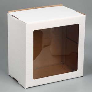 Коробка для торта с окном «Белая» 30 х 30 х 19 см