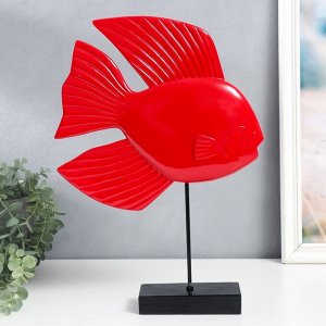 Фигурка полистоун «Рыба на подставке», красный, 6.8x29x38.5 см