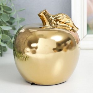 Сувенир керамика "Золотое яблоко с листочком" 16х13х12 см