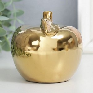 Сувенир керамика "Золотое яблоко с листочком" 9,5х10,5х9,5 см