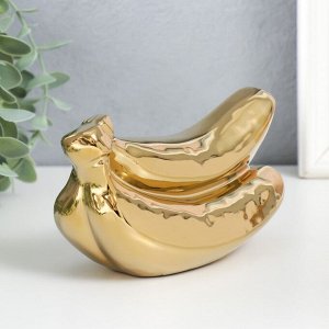 Сувенир керамика "Связка бананов" золото 9х17х7,5 см