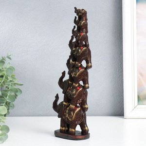 Сувенир полистоун "Семь слонов в пирамиде" коричневый 5,3х10х29 см