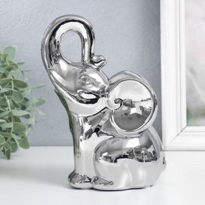 Сувенир керамика "Слон" серебро 20х12х9 см