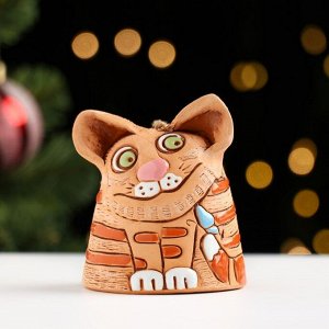 Колокольчик "Кот ушастик",керамика