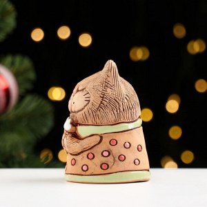 Колокольчик "Кошка с мороженным", керамика