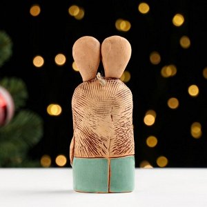 Колокольчик "Кролик с сердцем", зелёный, керамика