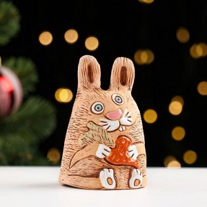 Колокольчик  "Кролик ушастик с морковкой",керамика