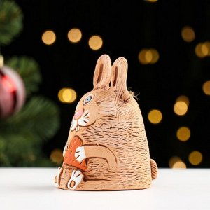 Колокольчик  "Кролик ушастик с морковкой",керамика