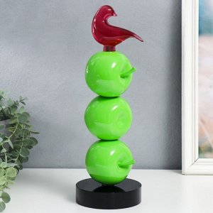 Фигурка полистоун «Птичка на трёх яблочках», зелёный, 11.5x11.5x34 см