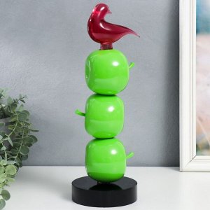 Фигурка полистоун «Птичка на трёх яблочках», зелёный, 11.5x11.5x34 см