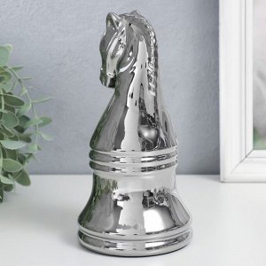 Сувенир керамика "Шахматная фигура. Конь" серебро 20,5х10х10 см