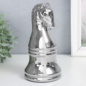 Сувенир керамика "Шахматная фигура. Конь" серебро 20,5х10х10 см