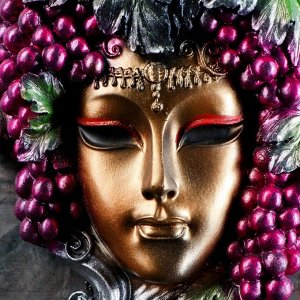 Венецианская маска "Виноград" золото, 30см
