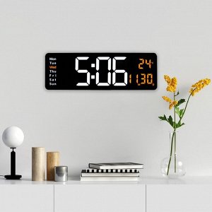 Часы электронные настенные, настольные, будильник, календарь, термометр, 1CR2032, 39 x 13 см