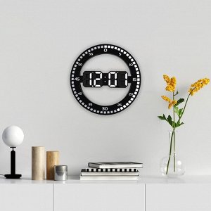 Часы электронные настенные, настольные: будильник, термометр, календарь, d-30 см