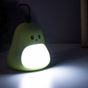 Фигурка светящаяся RISALUX «Авокадик», LED-ночник, USB, AKB, зелёный, 9x9x14 см