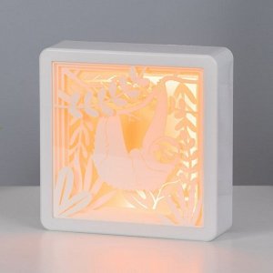 Световая картина-ночник RISALUX «Ленивец», фигурка, LED-ночник, от батареек 3xАА, USB, 15.5x4.5x15.5 см